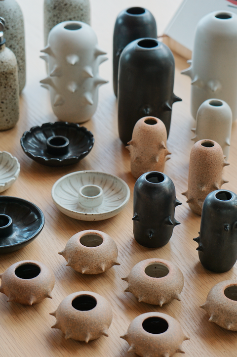 Mini Spikey Bud Vase, Sand