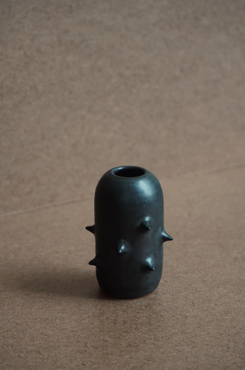 Mini Spikey Bud Vase, Matte Black