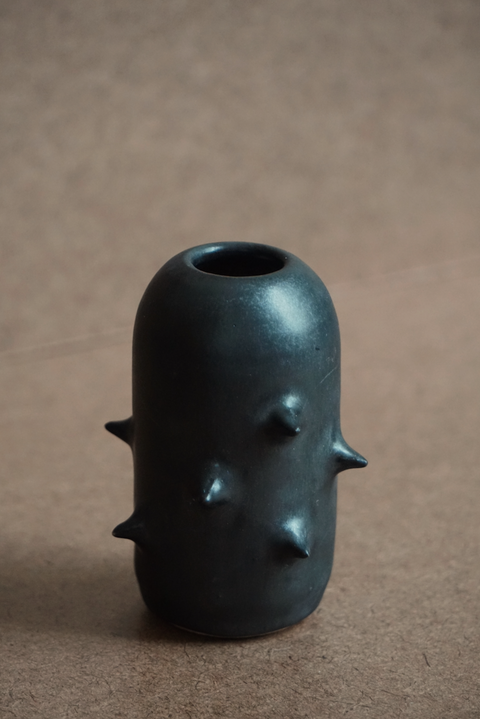 Mini Spikey Bud Vase, Matte Black