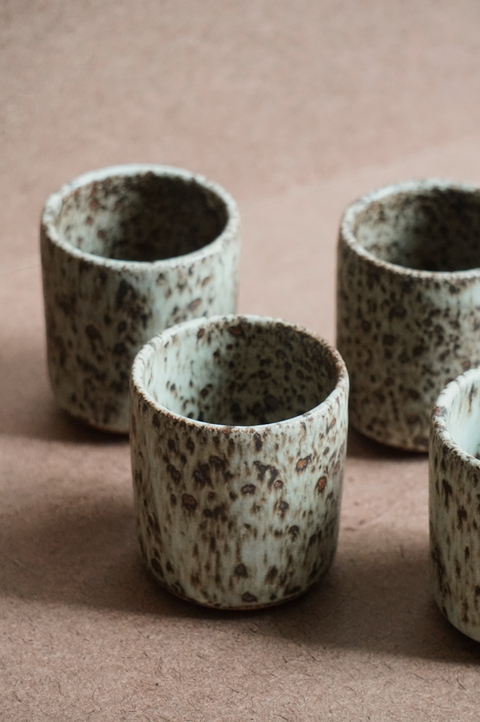 Cappuccino Cups, Speckled Jade